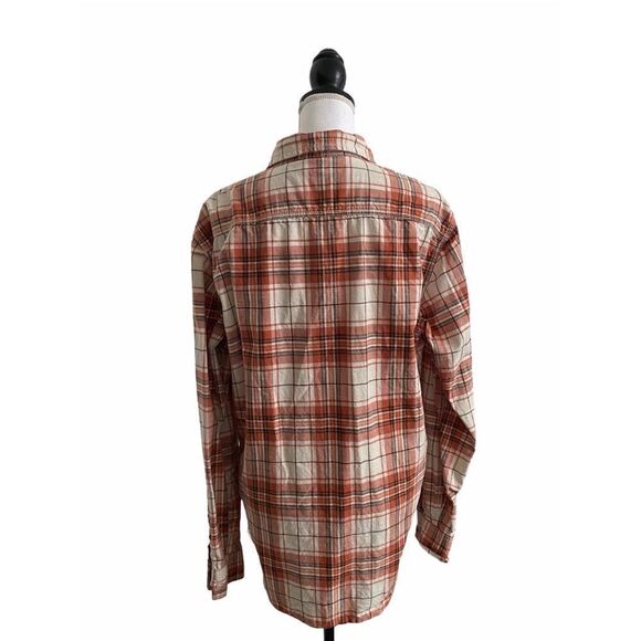 Sonoma Men’s Casual Button Down Long Sleeve Shirt Orange Brown Plaid Size Large - Picture 3 of 4